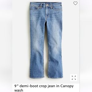 J Crew 9" demi-boot crop jean in Canopy wash